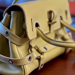 LUELLA Giselle yellow Leather Handbag Satchel Purse Bag-MINT